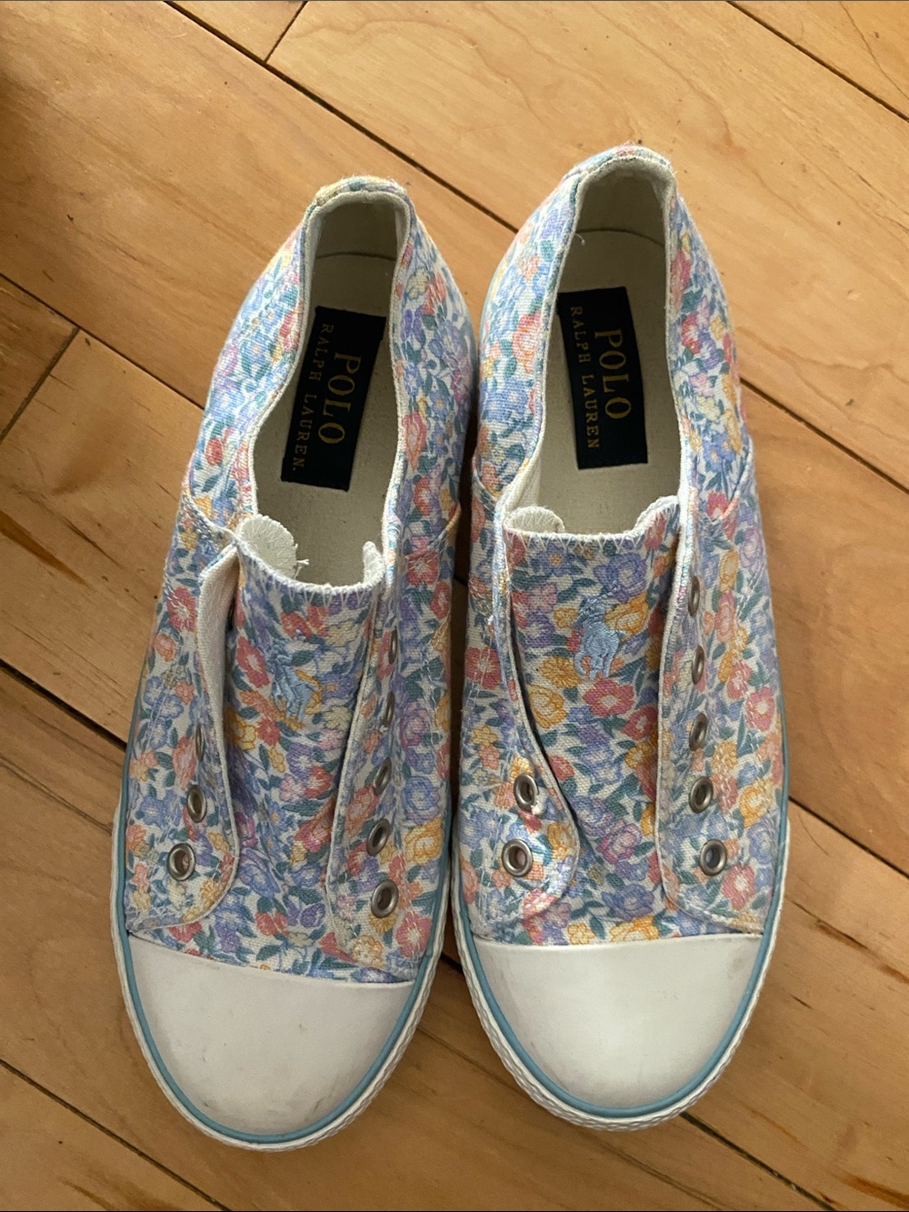 Polo by Ralph Lauren Women's Pastel Floral Slip-On Sneakers - Blue/Pink/Yellow